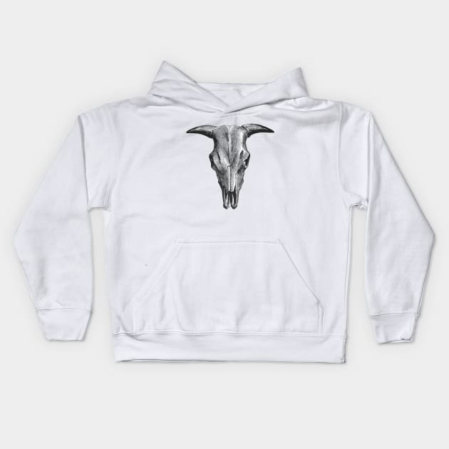 Livestock Cow Skull Head Picture Kids Hoodie by KC Happy Shop